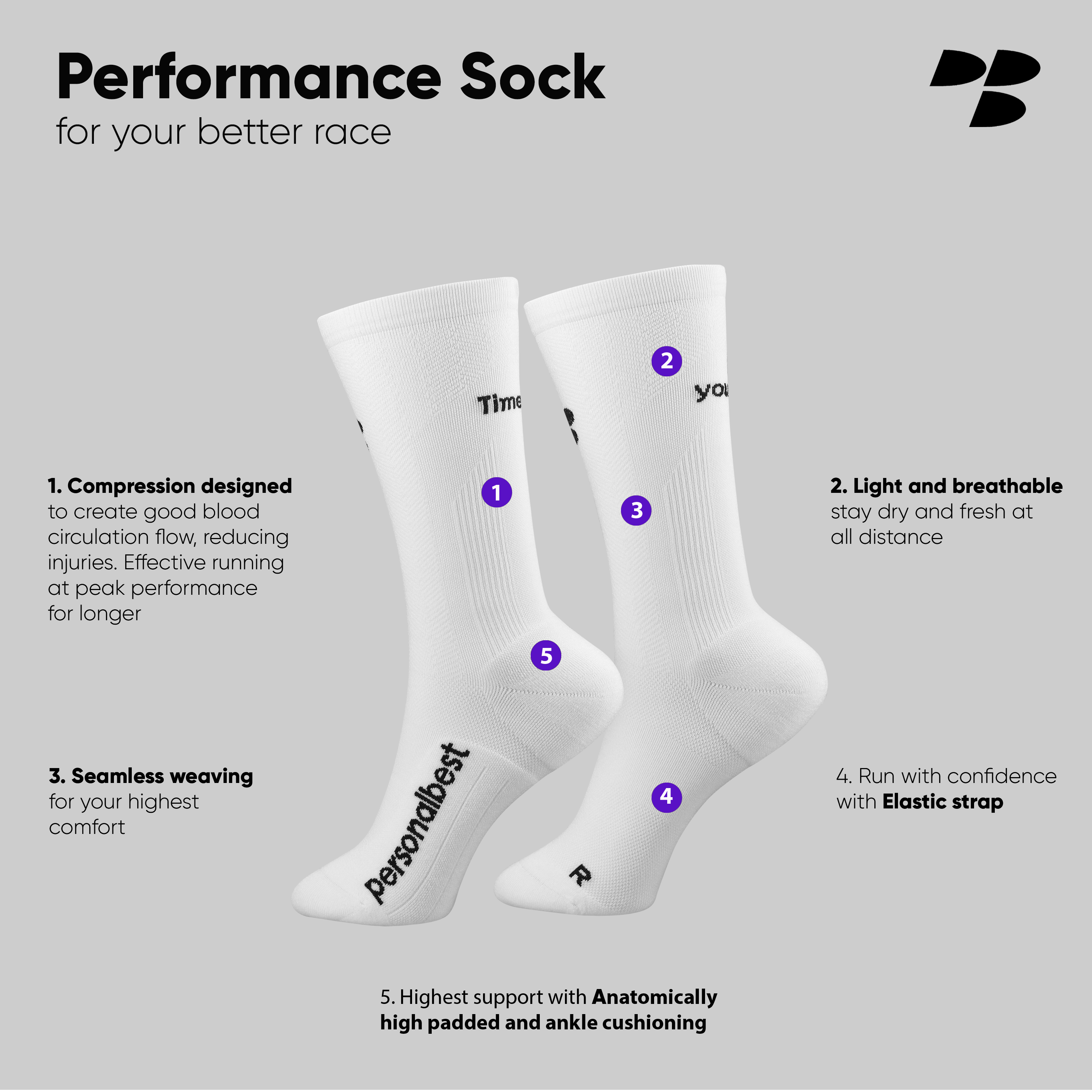 Performance Sock – Orange - personalbestdotrun