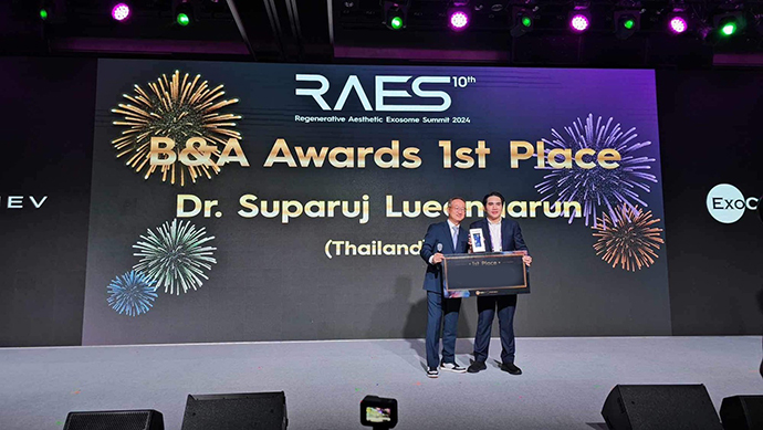 ผศ. นพ. ศุภะรุจ เลื่องอรุณ รู้สึกเป็นเกียรติอย่างมากที่ได้มีโอกาสร่วมบรรยายและได้รับรางวัลจากงานประชุมวิชาการด้าน Extracellular vesicle: RAES 2024 ครั้งที่ 10 (Regenerative Aesthetic Exosome Summit Korea 2024) ณ กรุงโซล ประเทศเกาหลีใต้ 2024 ที่กรุงโซล ประเทศเกาหลี ผศ. นพ. ศุภะรุจ เลื่องอรุณ รู้สึกเป็นเกียรติอย่างมากที่ได้มีโอกาสร่วมบรรยายและได้รับรางวัลจากงานประชุมวิชาการด้าน Extracellular vesicle: RAES 2024 ครั้งที่ 10 (Regenerative Aesthetic Exosome Summit Korea 2024) ณ กรุงโซล ประเทศเกาหลีใต้ 2024 ที่กรุงโซล ประเทศเกาหลี