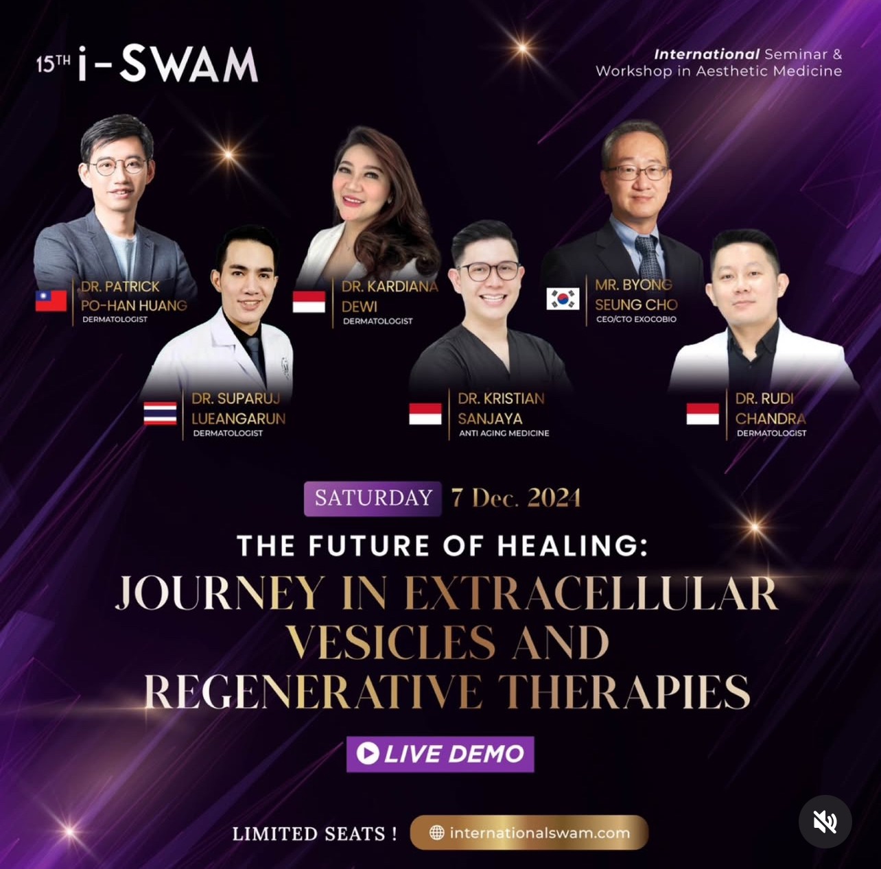 ผศ. นพ. ศุภะรุจ เลื่องอรุณ (หมอรุจ) ได้รับเกียรติเป็นวิทยากรบรรยายเทคนิคเทคนิคการใช้เลเซอร์ดูแลปัญหาผิวหน้าและเส้นผม โดยเฉพาะปัญหาหลุมสิว แผลเป็น ผมร่วงผมบาง และการใชั Exosomes ในงานประชุม นานาชาติ 15TH I-SWAM 2024 iSWAM -International Seminar and Workshop in Aesthetic Medicine ผศ. นพ. ศุภะรุจ เลื่องอรุณ (หมอรุจ) ได้รับเกียรติเป็นวิทยากรบรรยายเทคนิคเทคนิคการใช้เลเซอร์ดูแลปัญหาผิวหน้าและเส้นผม โดยเฉพาะปัญหาหลุมสิว แผลเป็น ผมร่วงผมบาง และการใชั Exosomes ในงานประชุม นานาชาติ 15TH I-SWAM 2024 iSWAM -International Seminar and Workshop in Aesthetic Medicine