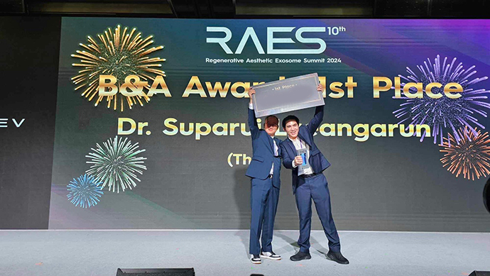 ผศ. นพ. ศุภะรุจ เลื่องอรุณ รู้สึกเป็นเกียรติอย่างมากที่ได้มีโอกาสร่วมบรรยายและได้รับรางวัลจากงานประชุมวิชาการด้าน Extracellular vesicle: RAES 2024 ครั้งที่ 10 (Regenerative Aesthetic Exosome Summit Korea 2024) ณ กรุงโซล ประเทศเกาหลีใต้ 2024 ที่กรุงโซล ประเทศเกาหลี ผศ. นพ. ศุภะรุจ เลื่องอรุณ รู้สึกเป็นเกียรติอย่างมากที่ได้มีโอกาสร่วมบรรยายและได้รับรางวัลจากงานประชุมวิชาการด้าน Extracellular vesicle: RAES 2024 ครั้งที่ 10 (Regenerative Aesthetic Exosome Summit Korea 2024) ณ กรุงโซล ประเทศเกาหลีใต้ 2024 ที่กรุงโซล ประเทศเกาหลี