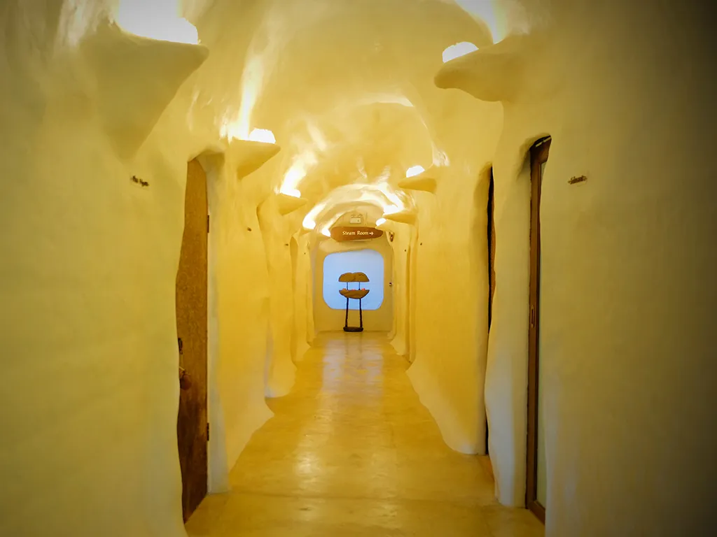 Grand cave-style entrance hall leading into Srimantra Spa Chiang Mai