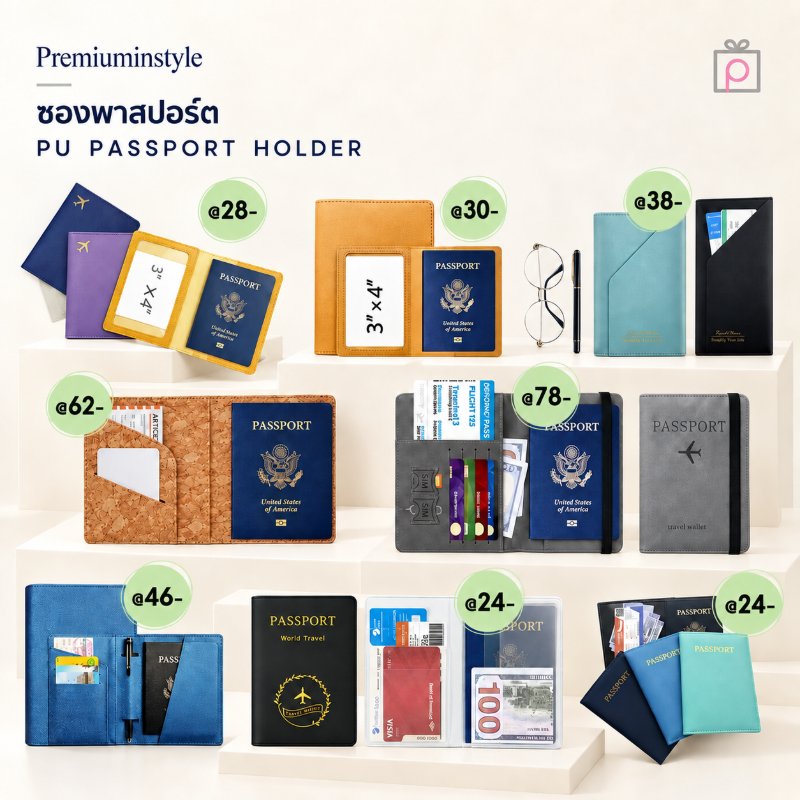 ซองพาสปอร์ตหนัง PU Passport Holder ของพรีเมี่ยม สกรีนโลโก้