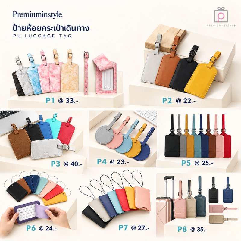 ป้ายห้อยกระเป๋าเดินทางหนัง PU Luggage Tag ของพรีเมี่ยม สกรีนโลโก้