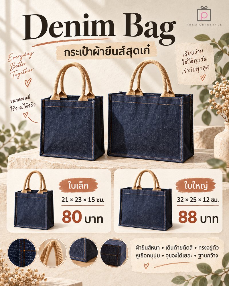 กระเป๋าผ้าแคนวาส ของพรีเมี่ยม สกรีนโลโก้