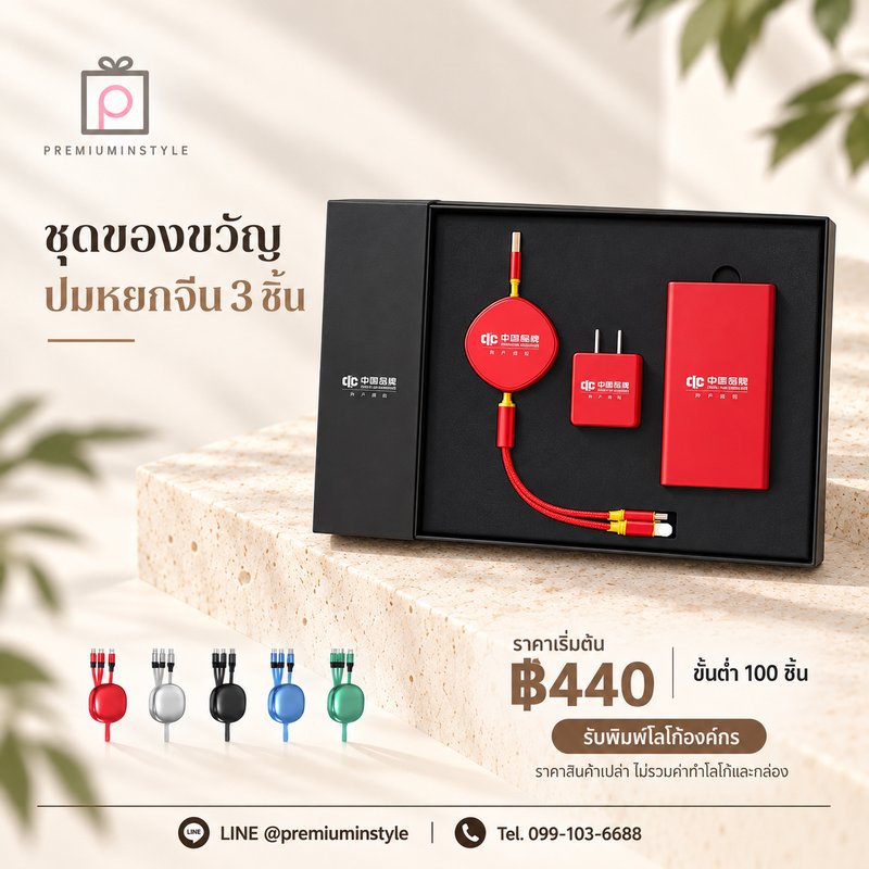 ชุดของขวัญ ปมหยกจีน 3 ชิ้น ของพรีเมี่ยม สกรีนโลโก้