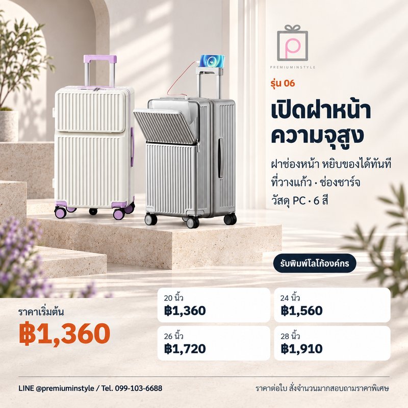 กระเป๋าเดินทางเปิดฝาหน้า ความจุสูง รุ่น 06 ของพรีเมี่ยม สกรีนโลโก้ กระเป๋าเดินทางเปิดฝาหน้า ความจุสูง รุ่น 06 ของพรีเมี่ยม สกรีนโลโก้