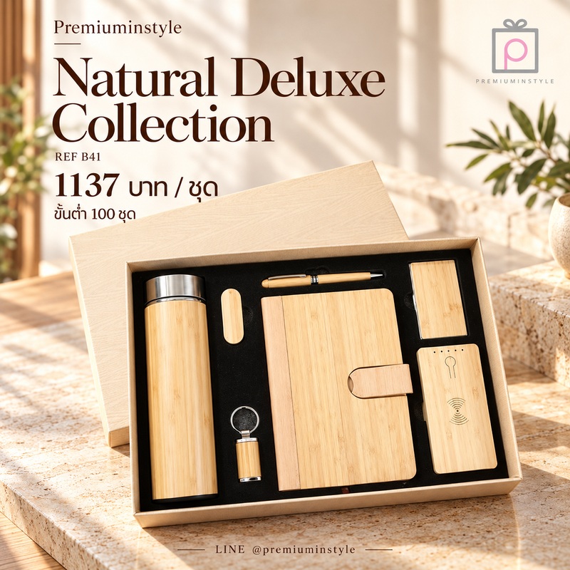 Eco Friendly Gift Set รหัส B41 ราคา 1137 บาท (ขั้นต่ำ 100 ชุด) ของพรีเมี่ยม สกรีนโลโก้ Eco Friendly Gift Set รหัส B41 ราคา 1137 บาท (ขั้นต่ำ 100 ชุด) ของพรีเมี่ยม สกรีนโลโก้