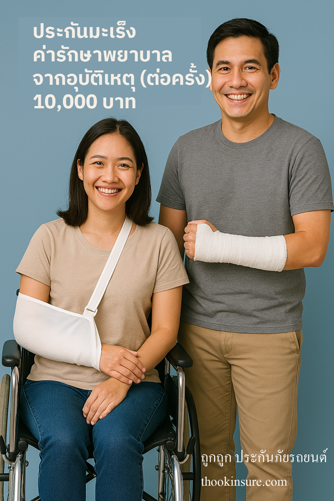 ประกันมะเร็ง โดยกรุงเทพประกันภัย ค่ารักษาพยาบาลจากอุบัติเหตุ 10000 บาท