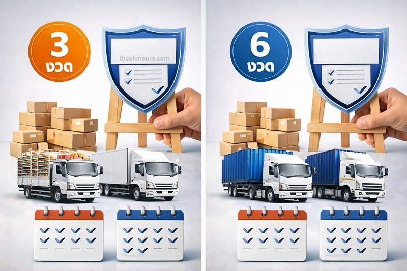 การประกันขนส่งสินค้า รถบรรทุก รถสิบล้อ หกล้อ รถหัวลาก ผ่อนชำระ 6 งวด