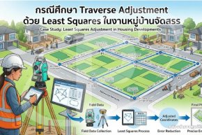 กรณีศึกษา Traverse Adjustment ด้วย Least Squares ในงานหมู่บ้านจัดสรร