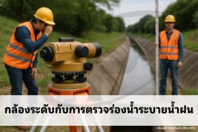 การใช้ กล้องระดับ (Auto Level) ตรวจสอบ ร่องน้ำระบายน้ำฝน