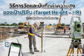 วิธีการวัดและบันทึกค่าความสูงของเป้าปริซึม (Target Height - HR)