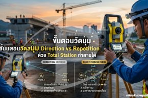 ขั้นตอนวัดมุม Direction vs Repetition ด้วย Total Station ทำตามได้