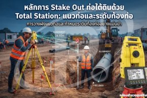 หลักการ Stake Out ท่อใต้ดินด้วย Total Station: แนวท่อและระดับท้องท่อ