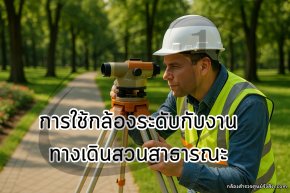 การใช้งานกล้องระดับกับงานทางเดินสวนสาธารณะ