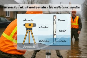 ตรวจระดับน้ำท่วมด้วยกล้องระดับ  ใช้งานจริงในภาวะฉุกเฉิน
