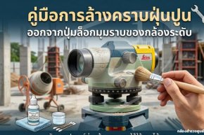วิธีล้างคราบฝุ่นปูนออกจากปุ่มล็อกมุมราบของกล้องระดับอย่างถูกวิธี