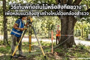 วิธีเก็บพิกัดต้นไม้หรือสิ่งกีดขวางเพื่อหลบแนวสิ่งปลูกสร้างใหม่ด้วยกล้องสำรวจ