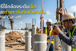 วิธีใช้กล้องระดับตัดหัวเสาเข็ม (Pile Cut-off Level) สำหรับงานฐานราก