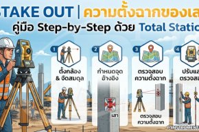 Stake Out ความตั้งฉากของเสา: คู่มือ Step-by-Step ด้วย Total Station