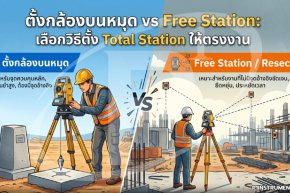 ตั้งกล้องบนหมุด vs Free Station: เลือกวิธีตั้ง Total Station ให้ตรงงาน