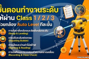 ขั้นตอนทำงานระดับให้ผ่าน Class 1/2/3 ด้วยกล้อง Auto Level ทีละขั้น