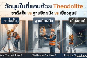วัดมุมในที่แคบด้วย Theodolite: ขาตั้งสั้น vs ฐานยึดผนัง vs เยื้องศูนย์