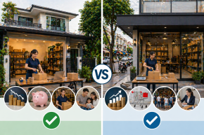 หน้าบ้าน vs เช่าร้าน แบบไหนคุ้มกว่า (อัปเดตปี 2026)