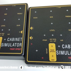 งานสกรีนกล่องเหล็ก สกรีนลายลงบนกล่องเหล็ก กล่องเอฟเฟคกีตาร์ สีดำ สีแดงเลือดหมู ลาย TOKKY EFFECT 