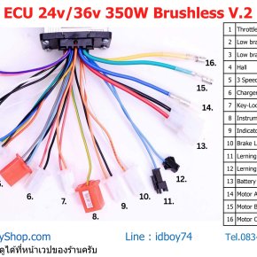 คู่มือ กล่องควบคุม มอเตอร์บัสเลส 24V 36V 350W Version 2