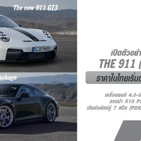 เผยโฉมแล้ว! New Porsche 911  GT3 ครบรอบ 25 ปีของเครื่องยนต์ Flat-Six โมเดลใหม่สองรุ่นในสายการผลิต "992.2" นั่นคือ 911 GT3 รุ่นใหม่และ 911 GT3 พร้อมแพ็คเกจ Touring ที่เน้นความเรียบหรู