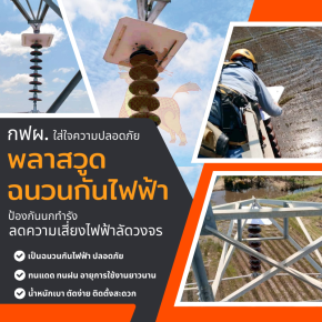 กฟผ. นำพลาสวูดตรากิเลนส้มติดตั้งที่เสาไฟฟ้า ป้องกันมูลนกและลดความเสี่ยงไฟฟ้าลัดวงจร