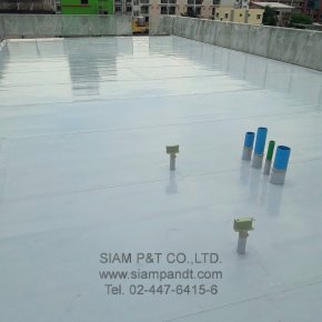 ติดตั้งระบบกันซึม EVALON WATERPROOF MEMBRANE  ร่วมกับ  ฉนวนกันความร้อน (XPS POLYSTYRENE FOAM) ขนาด 50 mm.