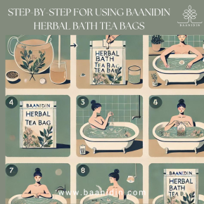 step-by-step for using Baanidin Herbal Bath Tea Bags