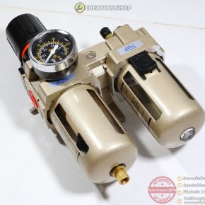 ชุดกรองลม ดักน้ำ ปรับลม FRL มี 3 ขนาด  เกลียว 1/4 3/8 1/2  AC 2010 3010 4010 ชุดฟิลเตอร์ ตัวดักน้ำปั๊มลม กรองปั๊มลม AW