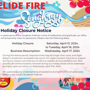 Songkran Day Holiday Notice from ELIDE FIRE