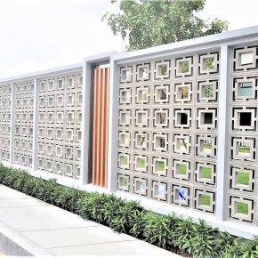 บล็อคผนังตกแต่ง สมาร์ท บล็อคสี่เหลี่ยมซ้อน กับโครงการ Unio Town ศรีนครินทร์-บางนา ใช้ทำเป็นรั้วที่ให้ความโล่ง โปร่ง สบาย สวยอย่างมีสไตล์ 