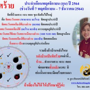 ทิศร้ายประจำเดือนพฤศจิกายน 2564