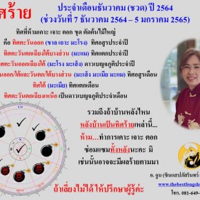 ทิศร้ายประจำเดือนธันวาคม 2564