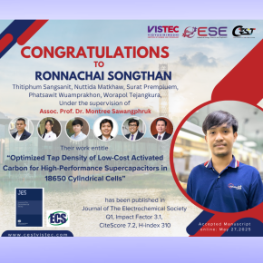Huge congratulations to  Ronnachai Songthan,  Thitiphum Sangsanit,  Nuttida Matkhaw,  Surat Prempluem,  Phatsawit Wuamprakhon,  Worapol Tejangkura, under the supervision of  Assoc.Prof. Dr. Montree Sawangphruk*!