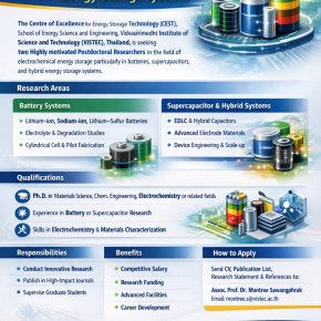 Postdoctoral Research Positions (2 Positions) Battery, Supercapacitor, and Hybrid Energy Storage Systems