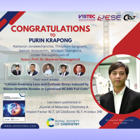 Congratulations! to Purin Krapong Nattanon Joraleechanchai,  Thitiphum Sangsanit,  Dr. Samutr Assavachin,   Worapol Tejangkura, Under the supervision of  Assoc. Prof. Dr. Montree Sawangphruk
