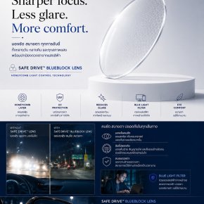 Safe Drive Blueblock Lens ไม่ว่าจะอยู่หลังพวงมาลัย หรือหน้าจอคอมพิวเตอร์ การมองเห็นที่สบายตาคือสิ่งที่คุณควรได้รับในทุกวัน