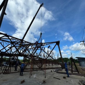 Pre assembly prototype High Voltage Electric Towers DEMCO Lopburi