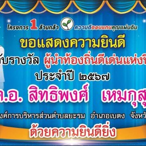 "องคมนตรี"มอบเกียรติบัตร รางวัลผู้นำท้องถิ่นดีเด่นแห่งปี ประจำปี 67 