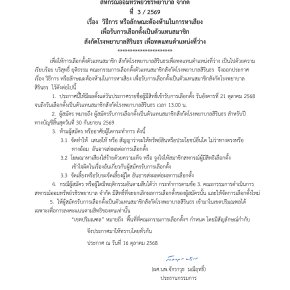 ประกาศที่ 3/2569 เรื่อง วิธีการ หรือลักษณะต้องห้ามในการหาเสียง เพื่อรับการเลือกตั้งเป็นตัวแทนสมาชิก สังกัดโรงพยาบาลสิรินธร เพื่อทดแทนตำแหน่งที่ว่าง
