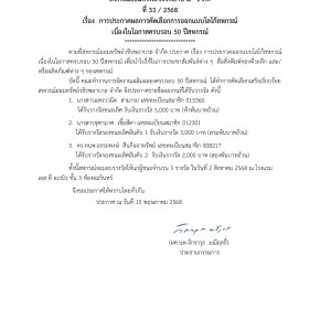 ประกาศที่ 33/2568 เรื่อง การประกาศผลการคัดเลือกการออกแบบโลโก้สหกรณ์ เนื่องในโอกาสครบรอบ 50 ปีสหกรณ์