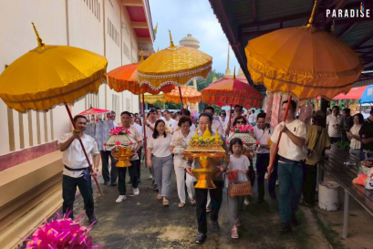 Paradise EX Corporation Co., Ltd. and its partner, Thai Glico Co., Ltd., participated in the Kathin robe offering ceremony at Wat Tha Samo, Saraburi District, Chainat Province.