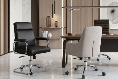 เก้าอี้ทำงาน หนังแท้ หรือ ผ้าพรีเมียม