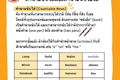 คำนามนับได้ ( Countable Nouns ) และคำนามนับไม่ได้ ( Uncountable Nouns )